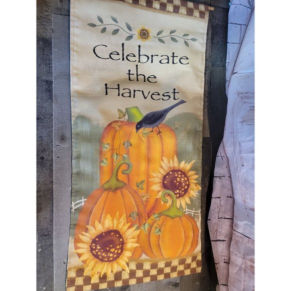 Celebrate the harvest pumpkin sunflower crow fall banner flag decor - Picture 2 of 3